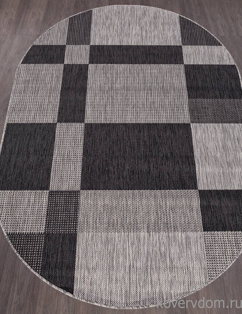 Ковер циновка VEGAS S005 GRAY-BLACK Овал