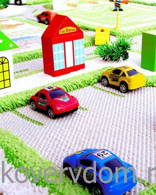 Детский развивающий игровой рельефный 3D ковер Городской Траффик зеленый Детский развивающий игровой рельефный 3D ковер Городской Траффик зеленый