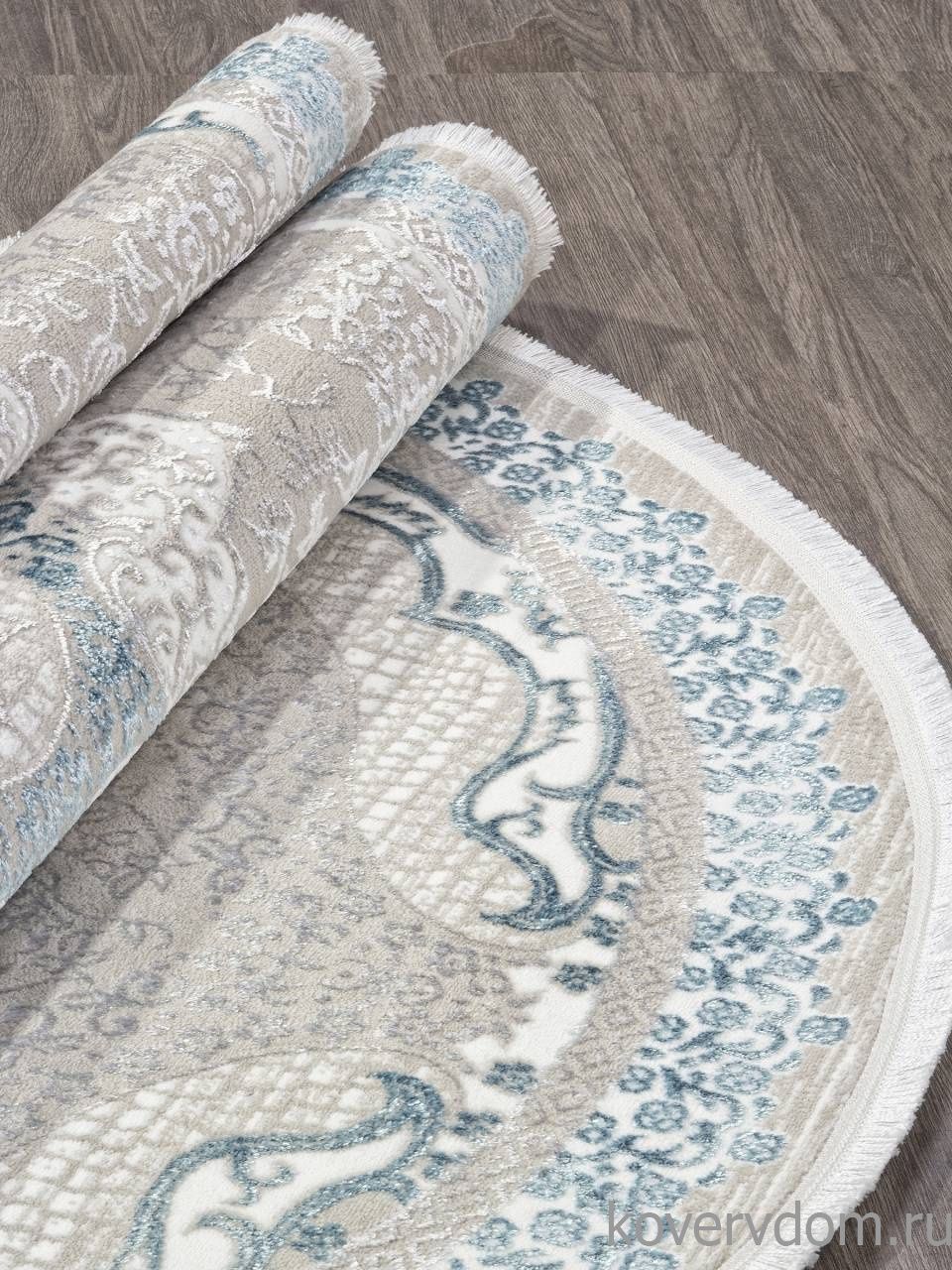 Ковер ALFANI Q010A BLUE FDY / CREAM SHRINK Овал Ковер ALFANI Q010A BLUE FDY / CREAM SHRINK Овал