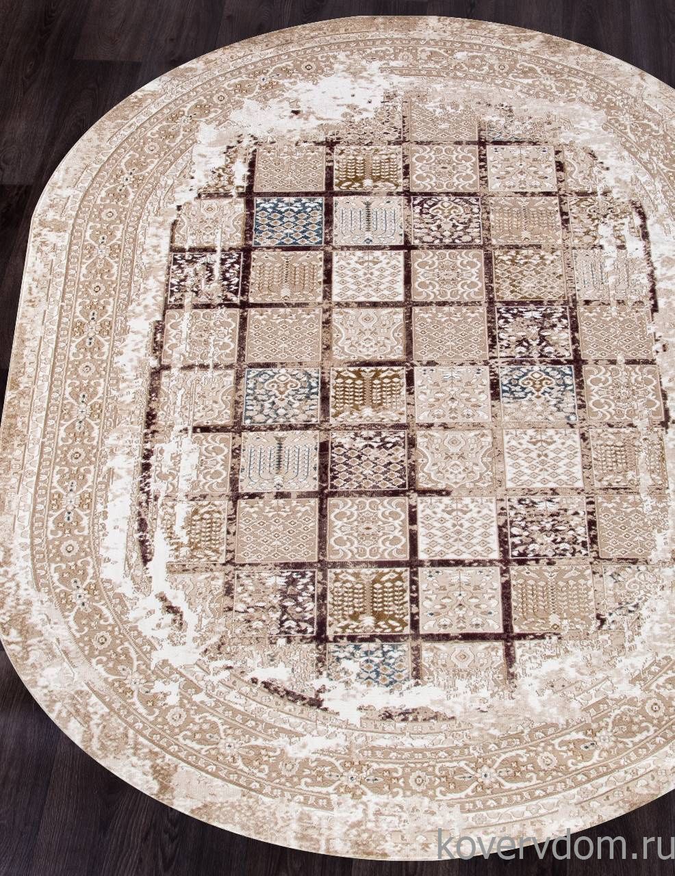 Ковер QUANTUM 03004B BROWN / BROWN Овал