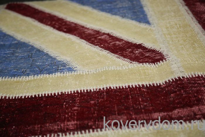 Ковер винтажный ручной работы Британский флаг Vintage Flag Patchwork 230315 Ковер винтажный ручной работы Британский флаг Vintage Flag Patchwork 230315