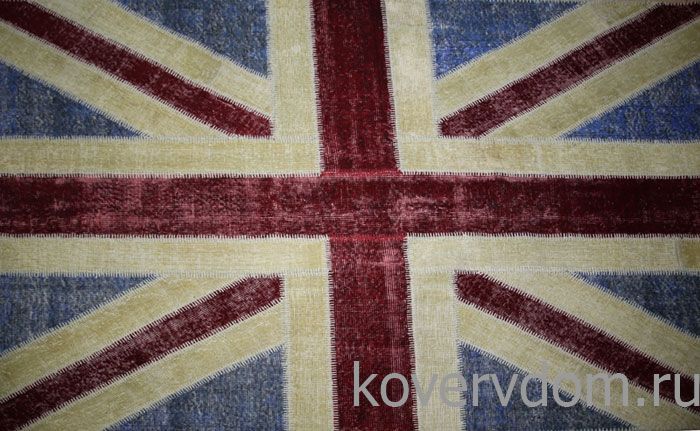 Ковер винтажный ручной работы Британский флаг Vintage Flag Patchwork 230315 Ковер винтажный ручной работы Британский флаг Vintage Flag Patchwork 230315